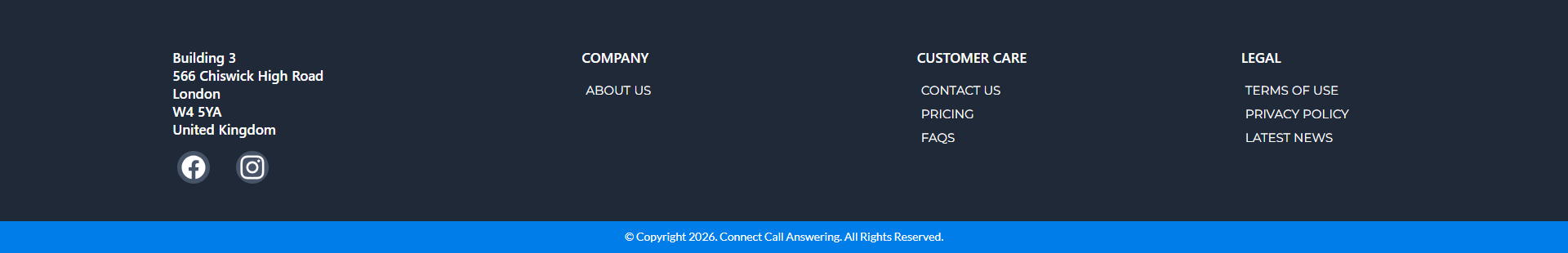 Connect Call footer