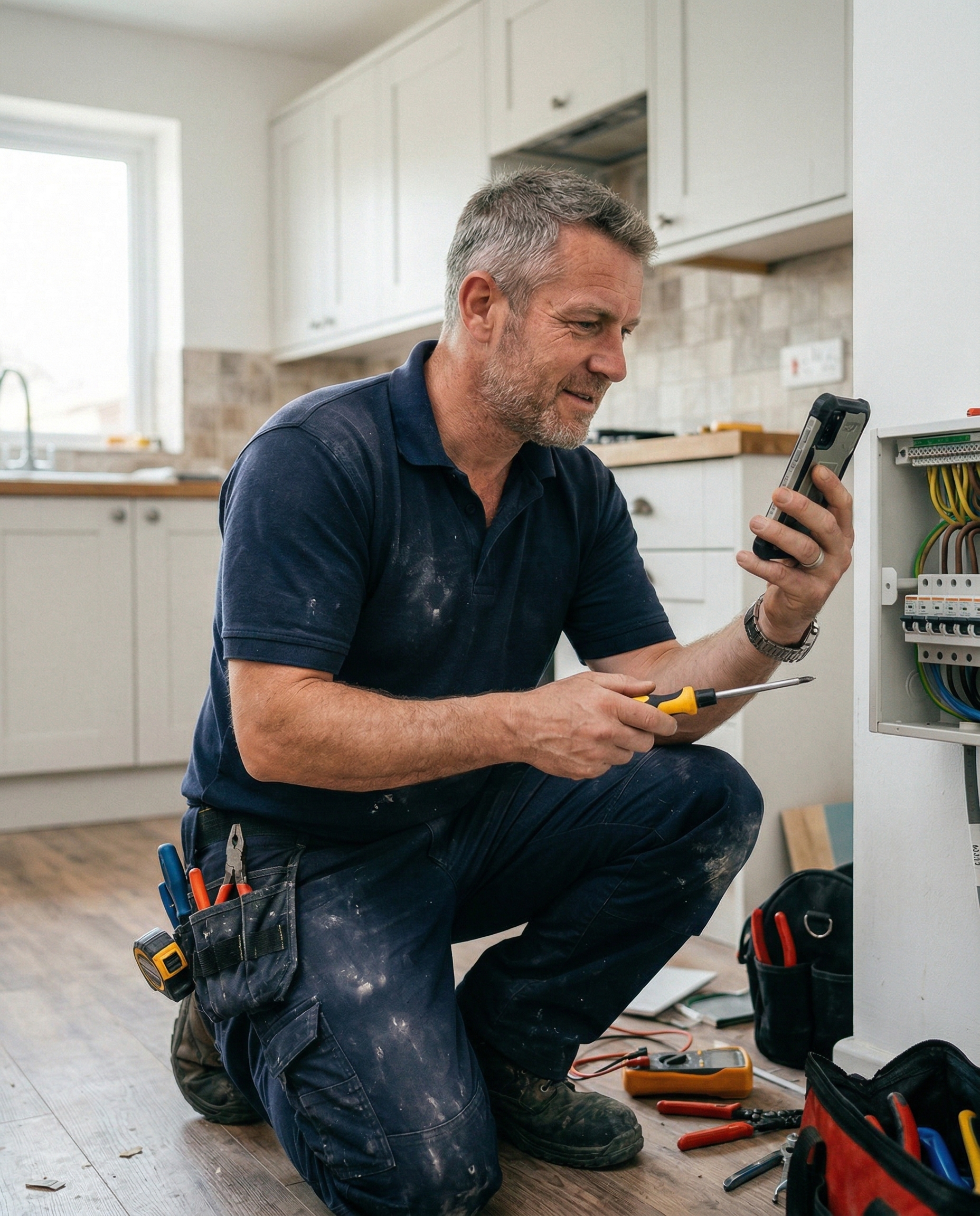 Trades person working on a job